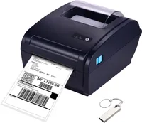 105mm Thermo Etikettendrucker Bluetooth + USB Barcode-Drucker 160mm/s, max. 110mm, für 4x6-Versandpaketetiketten Kompatibel mit Android iOS Windows
