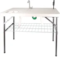 Klappbarer Filetiertisch, Camping Spüle mit 2 Spülbecken und Sprühdüse