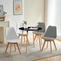 HJ WeDoo jídelní stůl 80x80x73 cm, kuchyňský stůl jídelní stůl pro 4 osoby, kulatý stůl s bukovými nohami, moderní design, černý
