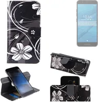 K-S-Trade Schutzhülle Handyhülle kompatibel mit Fairphone Fairphone 3 Hülle 360° Wallet Case ''Flowers'' Klapphülle Hülle schwarz-weiß 1x