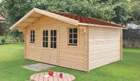 Gartenhaus PA17 - 34 mm Blockbohlenhaus, Grundfläche: 19,80 m², Satteldach