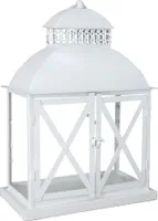 1: Laterne MAYFIELD weiß aus Metall schmale Metalllaterne für die Fensterbank H50cm
