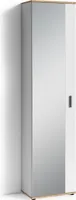 byLIVING Hochschrank Jakob, 49x196x30 cm, Melamin weiß mit Artisan Eiche, mit Spiegel