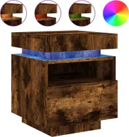 vidaXL Nachttisch mit LED-Leuchten Räuchereiche 40x39x48,5 cm