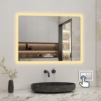 LED Spiegel mit Uhr 100×60cm 3 Lichfarbe dimmbar Memory Touch/Wandschalter Beschlagfrei Spiegel