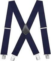 ASKSA Elastické 5 cm široké šle, 4 silné klipy ve tvaru X, modré