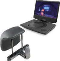 Přenosný DVD přehrávač do auta Caliber - 10palcová obrazovka s USB a baterií - včetně držáku na opěrku hlavy - zásuvka pro sluchátka - černý (MPD125)