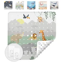 avakido® Duschmatte rutschfest Kinder - Inklusive 2 Haken, Safari