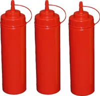 3 Stück rote Quetschflaschen 0,76Liter Dosierflasche Spenderflasche Dressingflasche