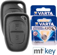 2X Autoschlüssel Funk Fernbedienung Austausch Gehäuse Set + Batterien kompatibel mit Renault Kangoo KC Master Trafic II Opel Movano