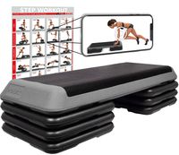 Steppbrett PROFI XXL mit Zusatzfüße inkl. Workout Fitness Set Aerobic Stepbench