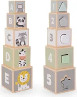 Kinder Stapelwürfel aus Holz – Lernspielzeug mit Zahlen, Buchstaben und Formen
