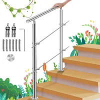 Yakimz zábradlie na schody z nehrdzavejúcej ocele 80-180 cm zábradlie vnútorné a vonkajšie zábradlie balkón s guľôčkovým krúžkom sklon - L. 120 cm 2 priečky