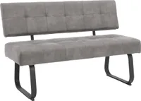Sitzbank Luise mit Rückenlehne - Bezug Microfaser Grau - Komfortsitz Federkorb - Metall Kufengestell - Steppung - 240 kg belastbar - 140x64x90cm