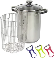 Edelstahl Spargeltopf mit Siebeinsatz und Glasdeckel Fassungsvermögen 3,9ltr. Für alle Herdarten und Induktion inkl. einem gratis Spargelschäler