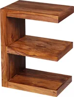 Wohnling Massivholz Beistelltisch E- Cube MUMBAI Ablage Stand Bücher Regal 45x60x30