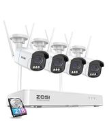 ZOSI 4MP WLAN Überwachungskamera Set Aussen, 4X WiFi Kamera Outdoor Set, 8CH 2.5K NVR mit 2TB Festplatte, Personen- und Fahrzeugerkennung