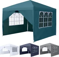 UISEBRT Pavillon 3x3m Wasserdicht Gartenpavillon Grün Pop-Up Faltpavillon Gartenzelt Partyzelt Stabil UV-Schutz Faltbar höhenverstellbar für Garten