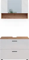 Vicco Badmöbel-Set Irma, 2 Teile, Unterschrank 80 cm, Eiche/Weiß Hochglanz