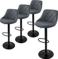ML-Design 4er Set Barhocker Tresenhocker  360° drehbar, Gepolsterter Barstuhl mit Rückenlehne und Fußstütze, 62-82 cm