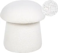 BELIANI Pouf Weiß Bouclé Rund 45 x 45 x 36 cm Pilzform Modern Glamour Look Teddy-Optik Wohnzimmer Schlafzimmer Ausstattung Deko Sitzhocker Fußhocker
