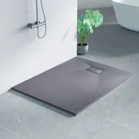 Heilmetz Duschwanne 120x90cm Duschtasse Steinoptik Rutschfeste Extraflach Langlebigem SMC Grau Rechteckig Brausetasse