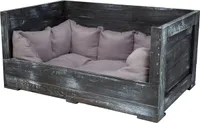 1x schwarze Holzkiste Shabby Chic mit Tafelfarbe lackiert, beschriftbar / 90x57x45cm / Hundesofa