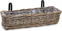 Rattan Balkonkasten natur - 60 x 20 cm - Weide Pflanzkorb mit Halterung -  Balkon Garten Blumenkasten Pflanztopf Blumenkorb zum Einhängen an Geländer