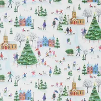 Geschenkpapier mit Winterlandschaft Motiv 70cm x 2m Rolle weiß / bunt