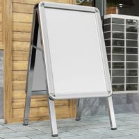 AUSTIN | Plakatständer | A2 | Silber | Classic | Doppelseitig | Kunden Stopper Werbe Tafel Aufsteller Gehweg Träger