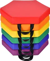 COSTWAY 6er Set Kinder Stuhlkissen mit Griff, Bodenkissen mit Reißverschluss, Sitzkissen Mehrfarbig, Sitzerhöhung Hauptkissen für Kinderzimmer und Kindergarten 38x34cm (Bunt)