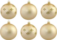 Set aus 6 Weihnachtskugeln Gold mit Blattdekor