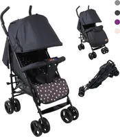 YALION Kinderwagen Kombikinderwagen Kinder-Buggy für Babys Bis 15 kg, Sonnen Verdeck/Schnell Faltbar/Einkaufskorb/Schwenk und Feststellbaren Schwarz