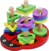 Holzpuzzle Marienkäfer, buntes, entwicklungsförderndes Spielzeug für Kinder ab 1 Jahr