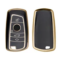kwmobile Autoschlüssel Hülle kompatibel mit BMW 3-Tasten Smart Key  Autoschlüssel - Schlüsselhülle Silikon Cover - Schwarz Gold