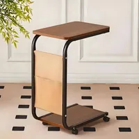 Beistelltische, C-Form, mobiler Kaffeetisch, Laptoptisch, Sofatisch, Computer-Beistelltisch, 40 x 28 x 63cm, Walnuss-Optik, für Wohnzimmer