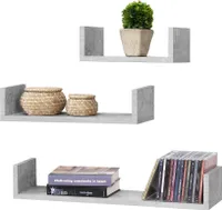 3er Set Schweberegal Vennesia Wandregal 3-teilig Hängeregal Ablage Wandboard Betonoptik Grau [en.casa]