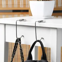 kwmobile 2x Tisch Handtaschenhalter Haken - Antirutsch Taschenhaken Halterung Handtaschen - Taschenaufhänger Halter in Silber