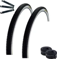 2 x Roverstone 28" Fahrradreifen Weißwand 47-622 (28 x 1,75) + 2 Schläuche SV inkl. maxxi4you Reifenheber