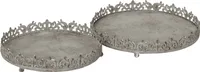 Tablett-Schale 2erSet METALL Shabby chic Landhaus Vintage grau rund Ø30+35cm