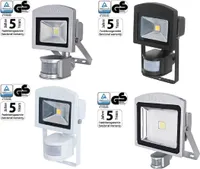 Ledino LED Strahler 10-50W Silber Schwarz Weiß 3000-6500K IR-Sensor, Farbe:Schwarz, Watt:20W, Kelvin:3000K
