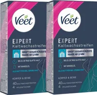 2 x Veet Expert je 40 Wachs-Streifen für Körper & Beine alle Hauttypen langanhaltende Haarentfernung