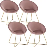 WOLTU 4 x Esszimmerstühle 4er Set Esszimmerstuhl Küchenstuhl Polsterstuhl Design Stuhl, mit Sitzfläche aus Samt, Gestell aus Metall, Rosa