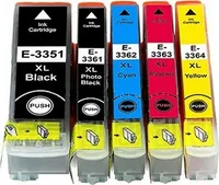 5 kompatible Tintenpatronen Epson T33XL - je 1 x   T3351 black,  T3361 black, T3362 cyan, T3363 magenta, T3364 yellow - 5 Druckerpatronen in XL Füllmenge für Expression Premium XP-530, XP-540, XP-630, XP-635, XP-640, XP-645, XP-830, XP-900, XP-7100