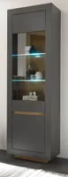Vitrine "Rooky" in anthrazit und Eiche, großer Vitrinenschrank 64 x 206 cm