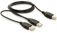 USB 2.0 Y-Kabel 2x Stecker A an Stecker B, schwarz, 1m, Delock® [82394]
