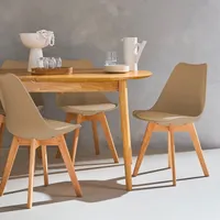 sweeek - 4er-Set skandinavische Stühle mit Holzbeinen  - Cappuccino