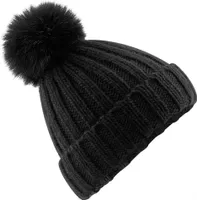 Beechfield - "Verbier" čiapka bobble pre mužov/dámy uni BC5301 (jedna veľkosť) (čierna)