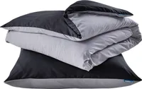 Bettwäsche Set Microsatin »Berlin« BxL 135x200 cm Schwarz Grau Kissenbezug Bettbezug Reißverschluss Hautfreundlich 202090