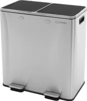 ML-Design odpadkový koš kuchyňský 2x 30L (60L), stříbrný, systém třídění odpadu 2 přihrádky, pedálový koš na třídění odpadu, ocelový odpadkový koš
